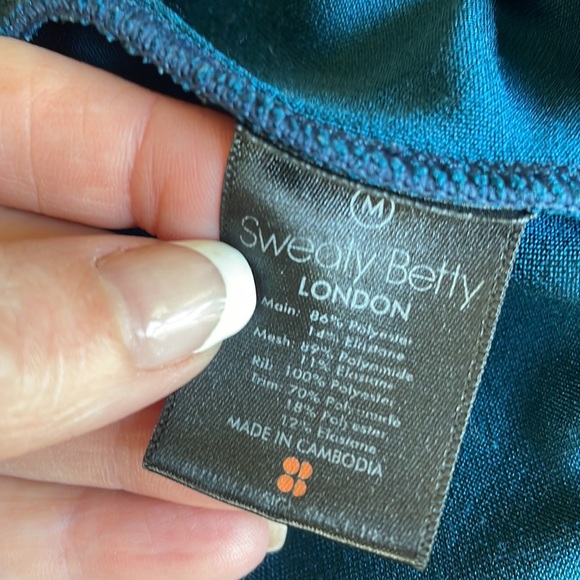 Sweaty Betty Retro Classic Track Jacket Blue with Red White Stripe Size Medium - Picture 9 of 11